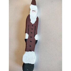 vintage santa Pencil Pin Christmas Wood hand painted